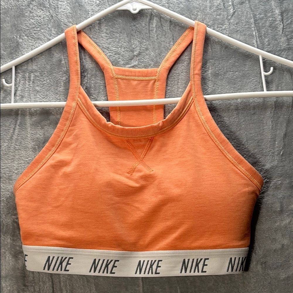 Nike Coral Racerback Sports Bra Soft Cup Elastic Band Size XS